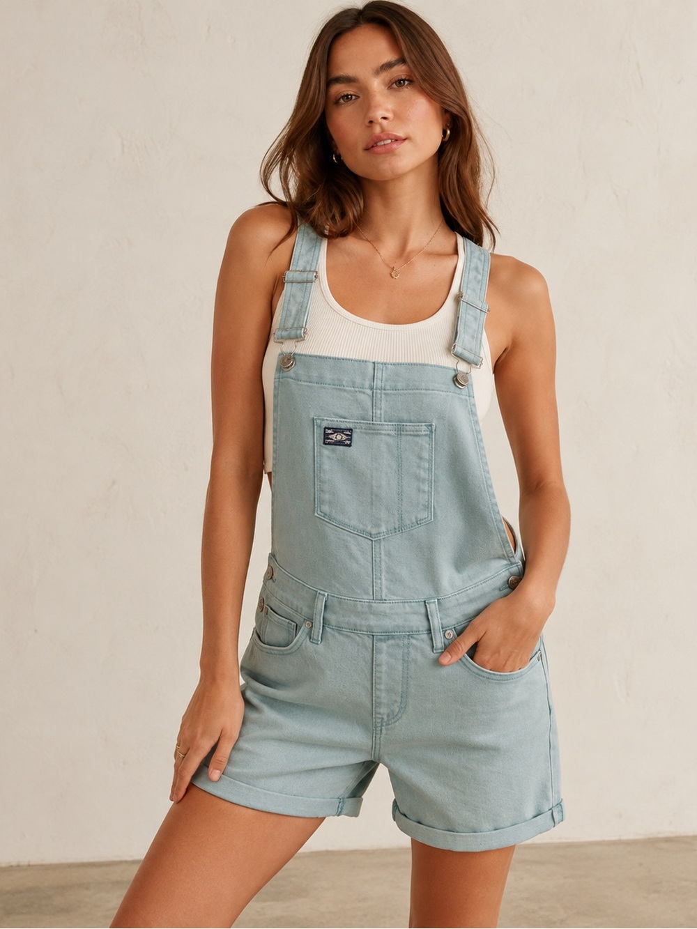 SUPERDRY Utility Dungaree Shorts Fossil Green Shortalls US 10 NWOT